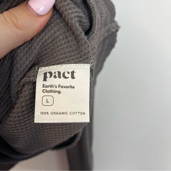 Pact Waffle Thermal Pullover Hoodie Grey/Purple Organic Cotton Size Large - Picture 10 of 15